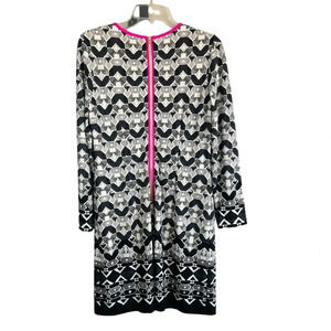 ELIZA J Long Sleeve Polyester Spandex Lined Dress Geometric Hot Pink Zip Size 6